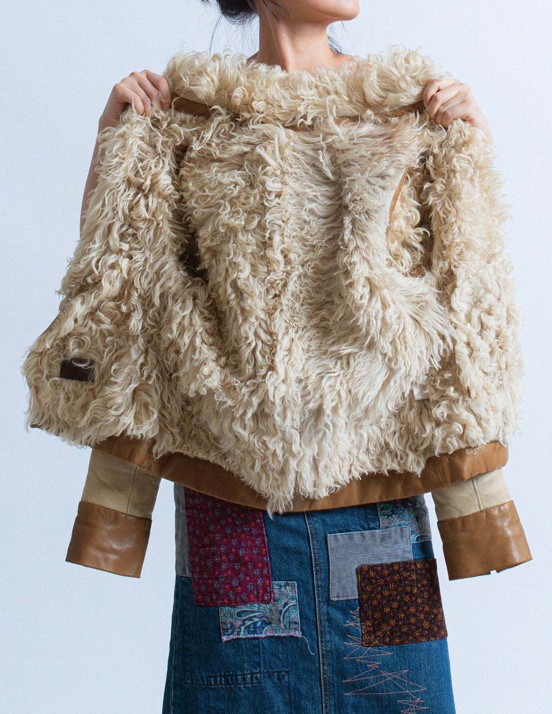 Loewe vintage lamb shearing fur jacket inside detail