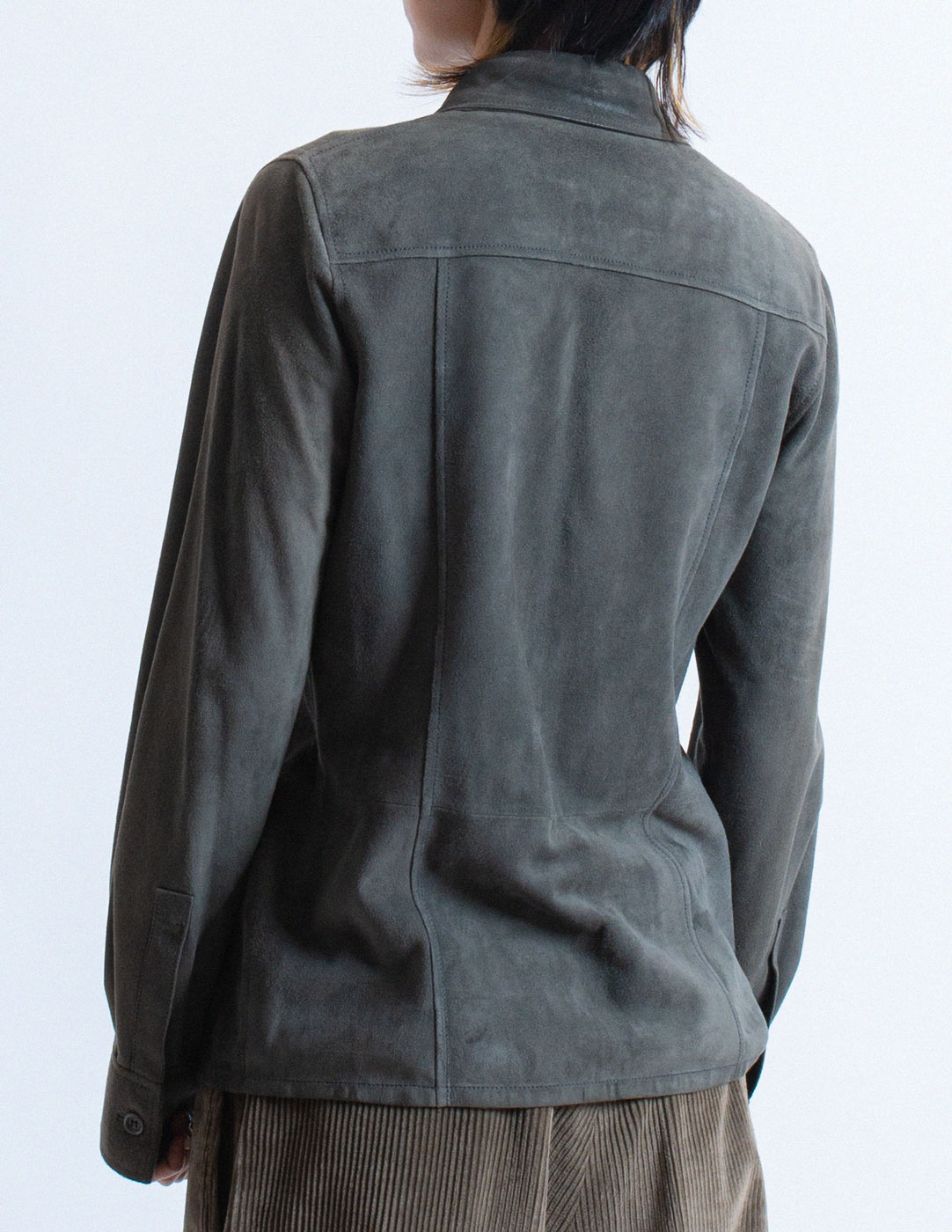 Loewe vintage charcoal suede leather shirt back detail