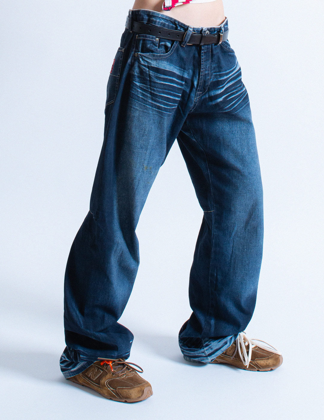 Marithé+François Girbaud vintage straight-legged jeans with back stitching side detail