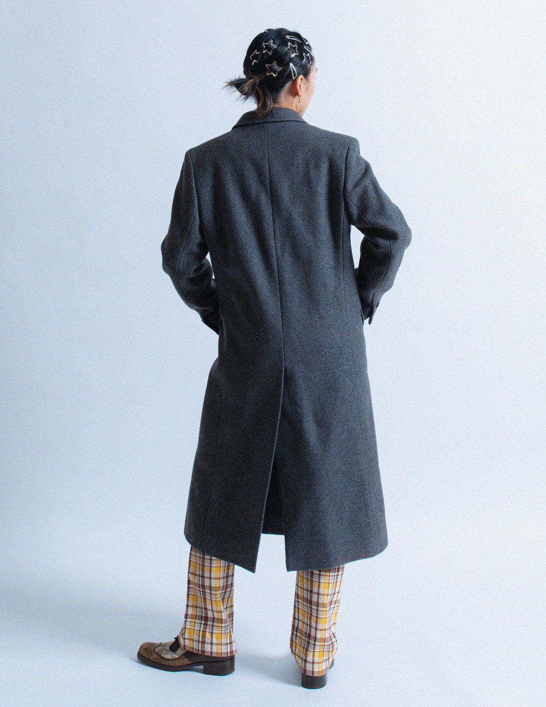 Miu Miu vintage charcoal gray wool coat back view