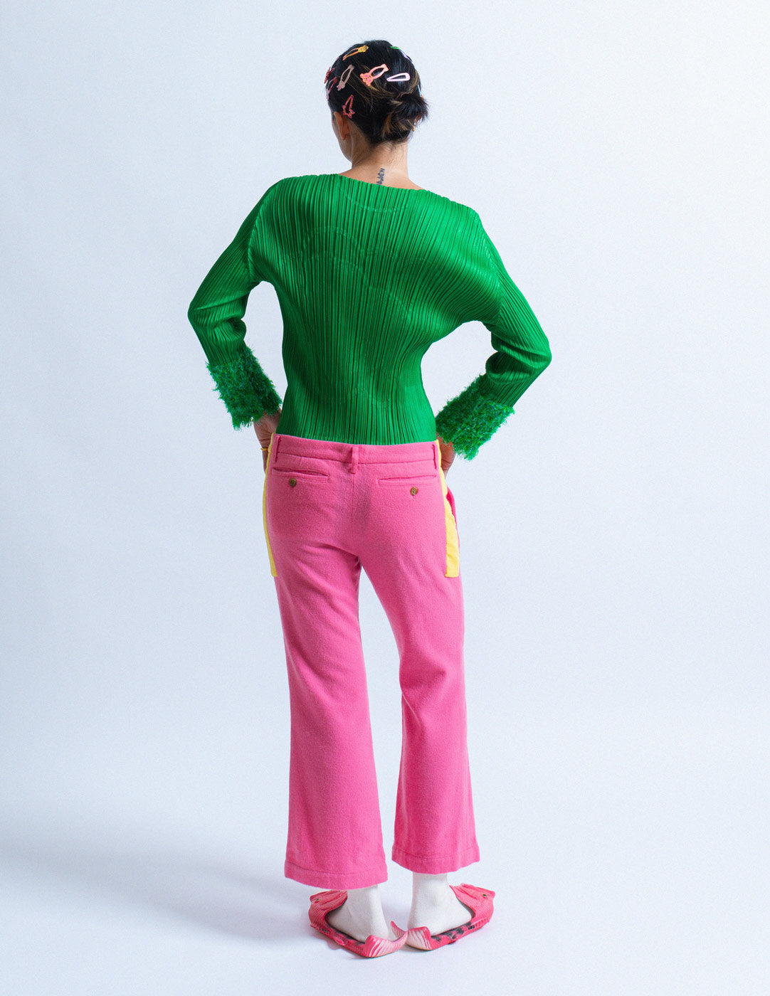 Comme des Garçons vintage pink wool cropped pants back view