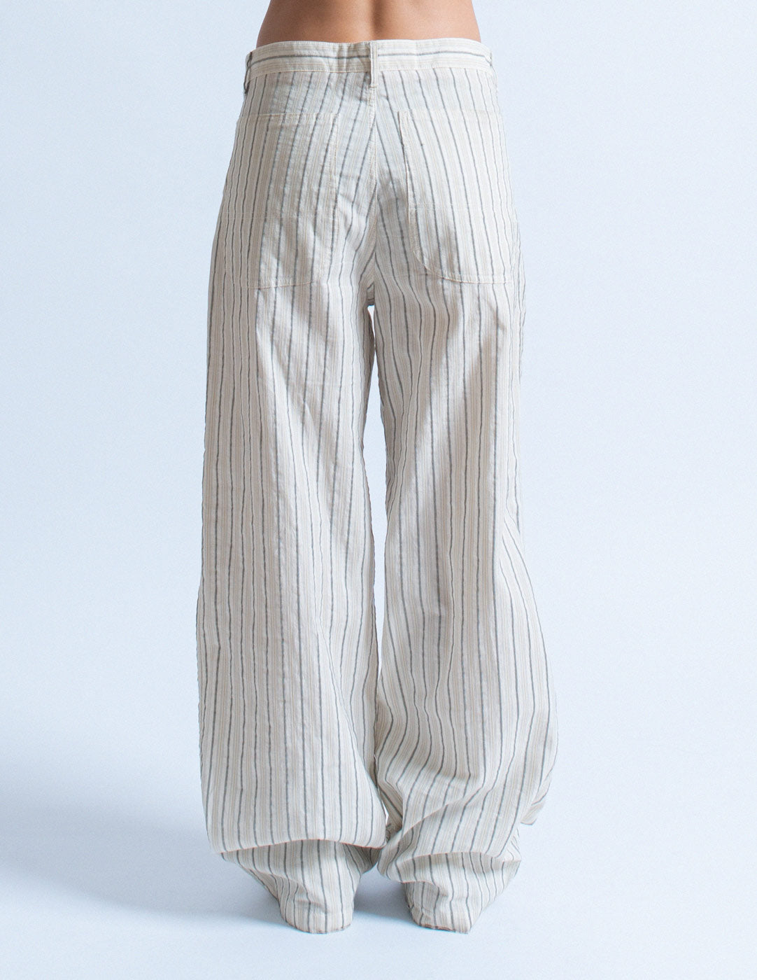 Prada pinstriped cotton pants back detail