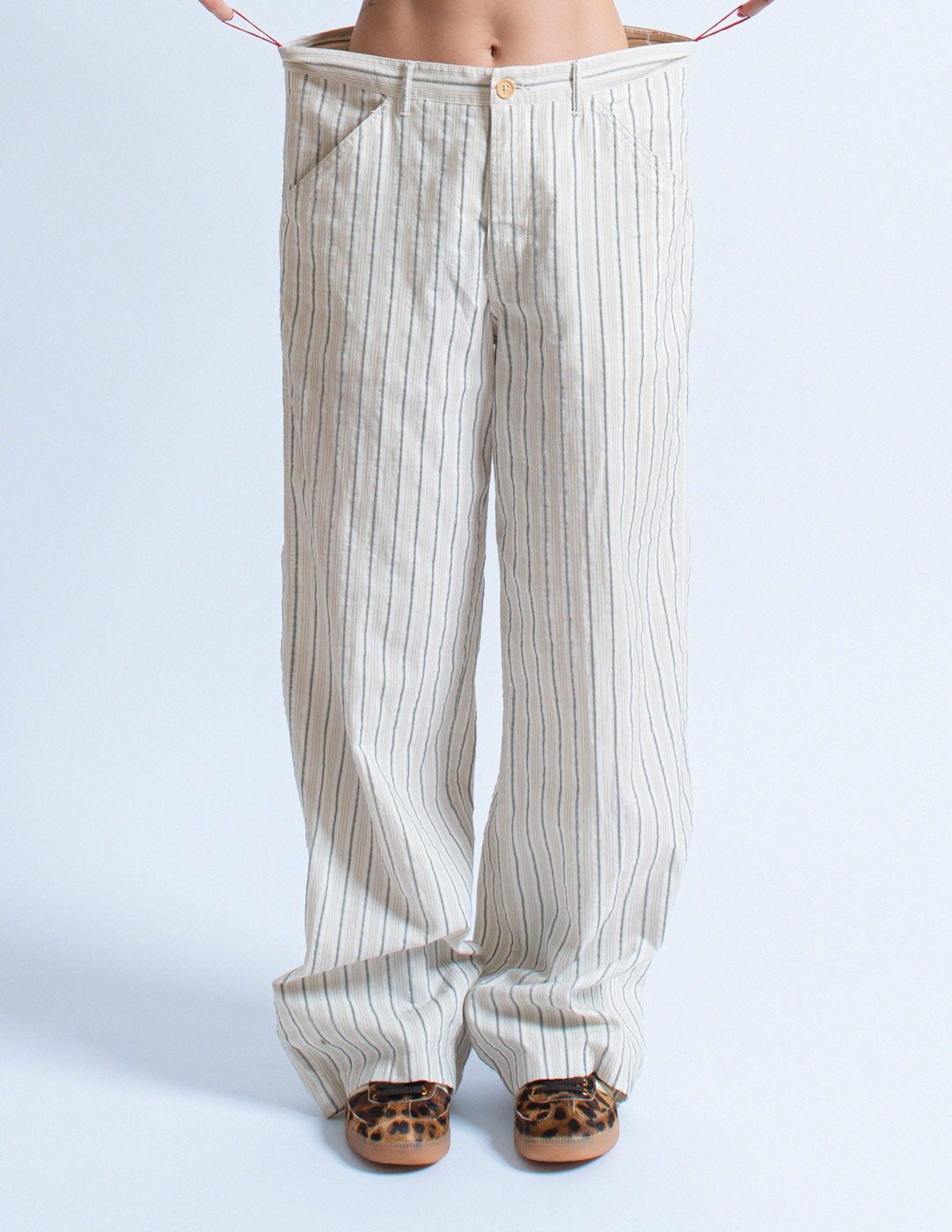 Prada pinstriped cotton pants detail