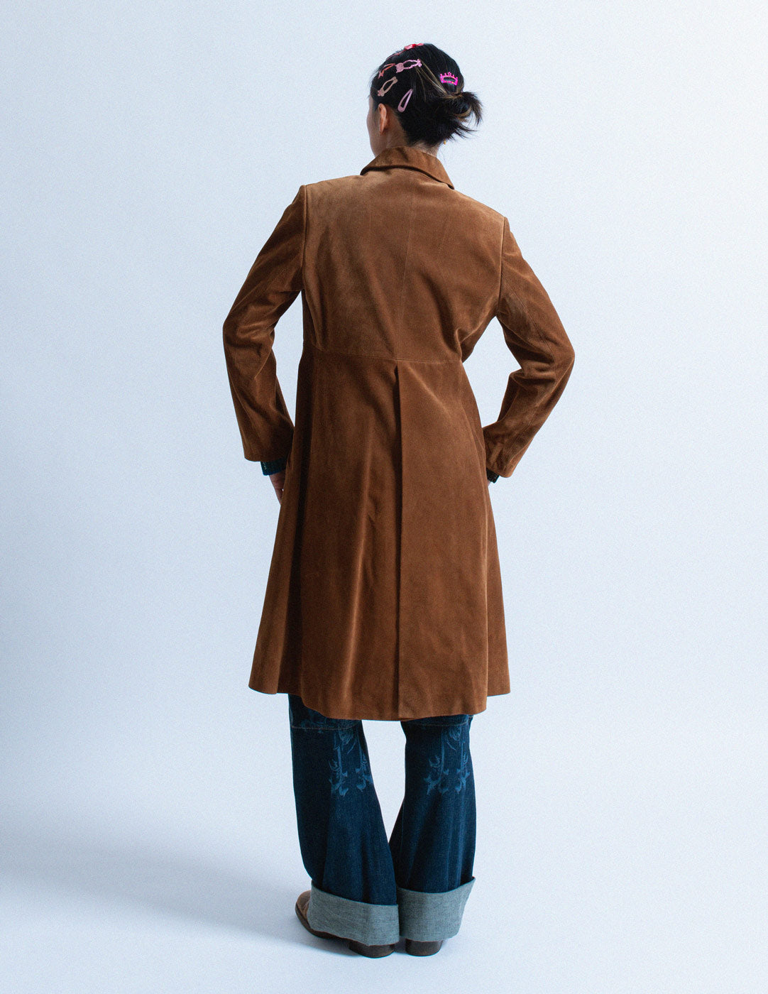 Alaïa brown suede coat back view