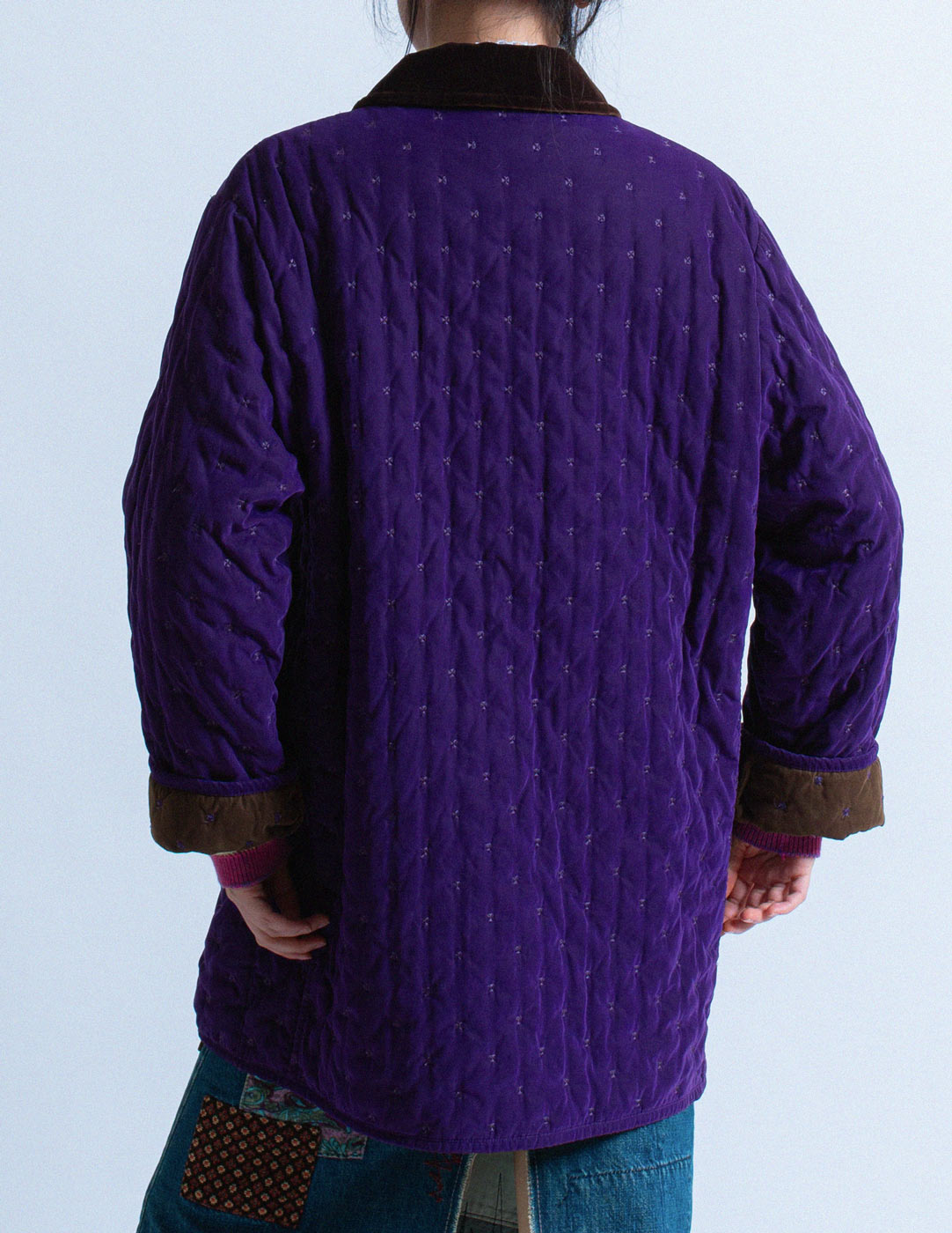 Hermès vintage purple quilt coat back detail