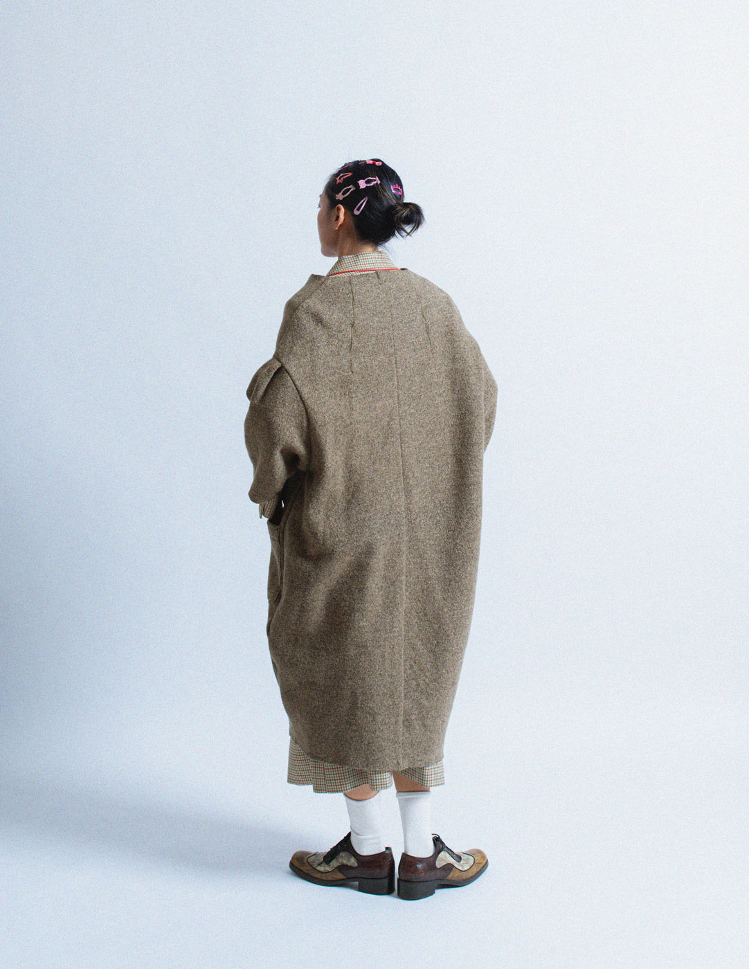 khaki cocoon wool coat