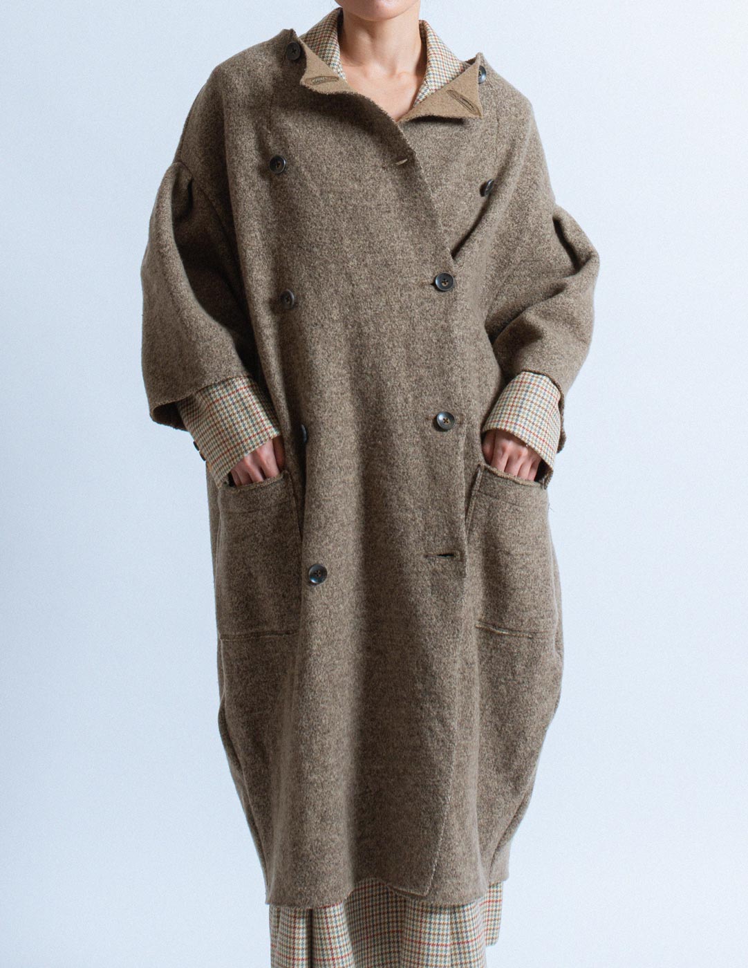 khaki cocoon wool coat