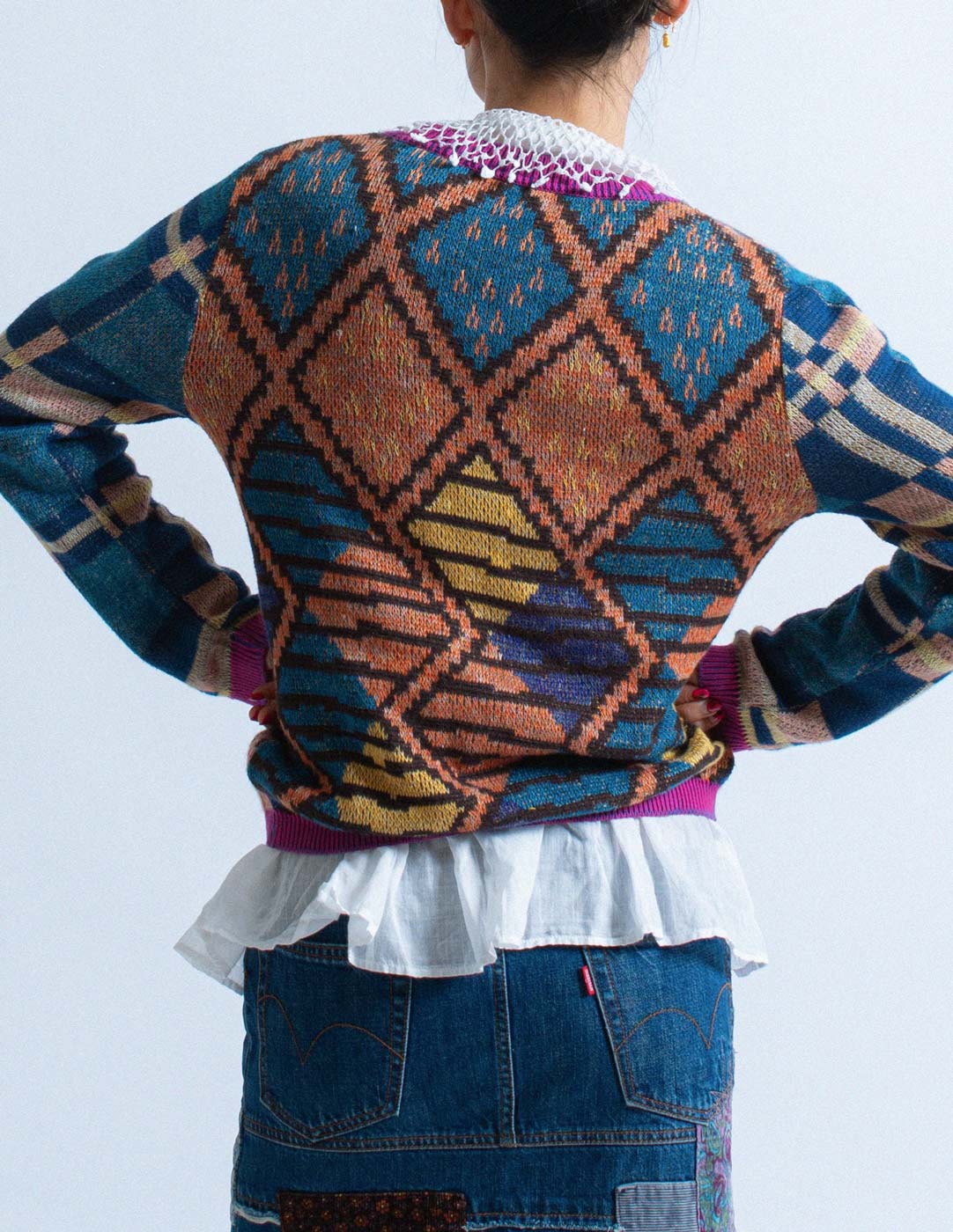 Kapital geometric patterned cardigan back detail