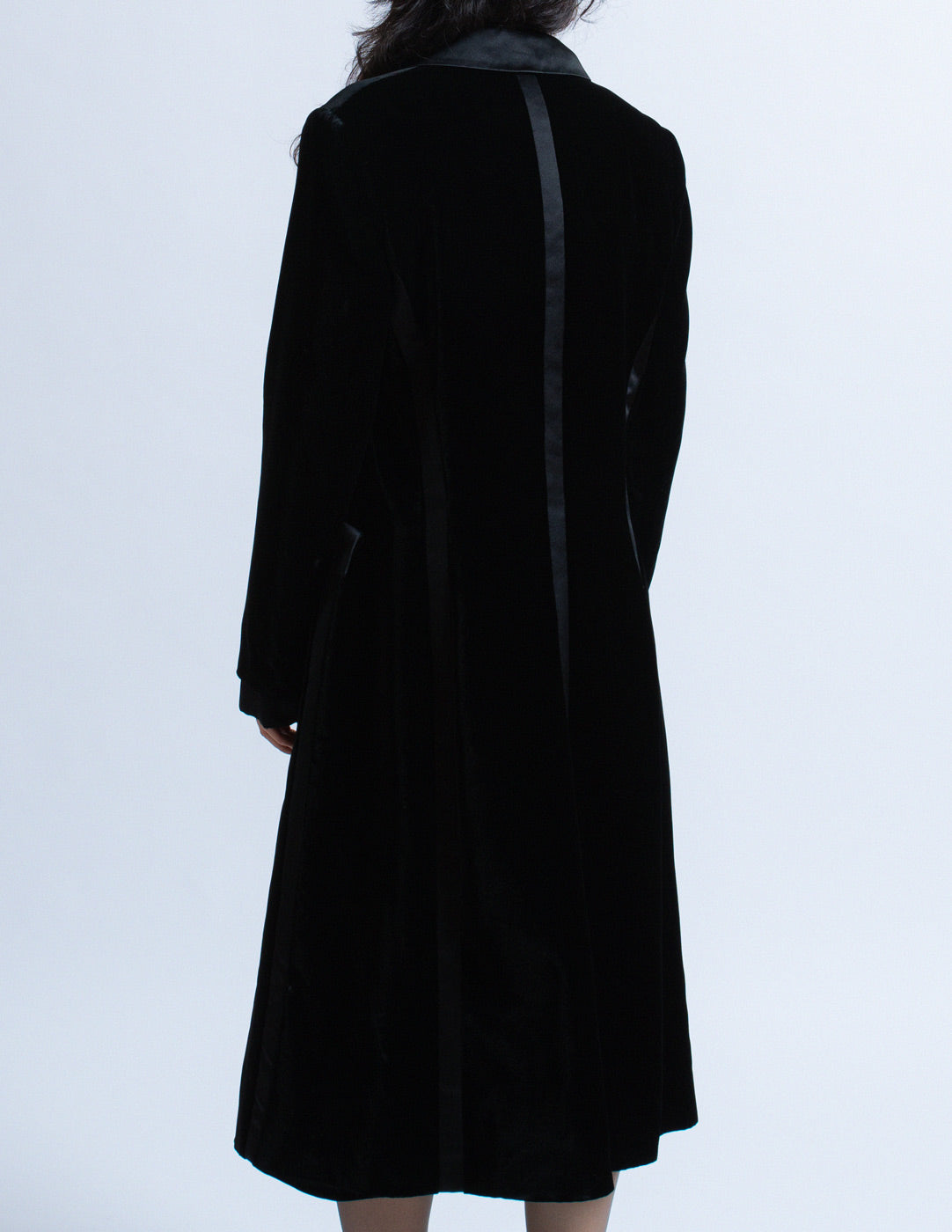 Blumarine black velvet coat with satin trim back detail