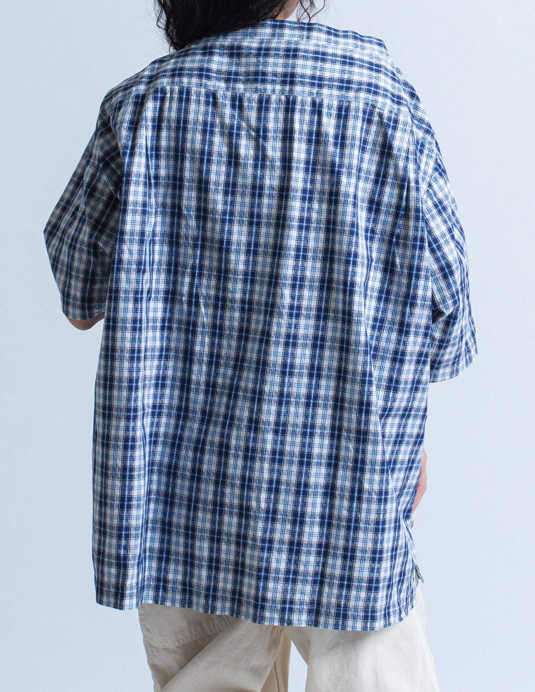 Comme des Garçons blue plaid cotton top back detail