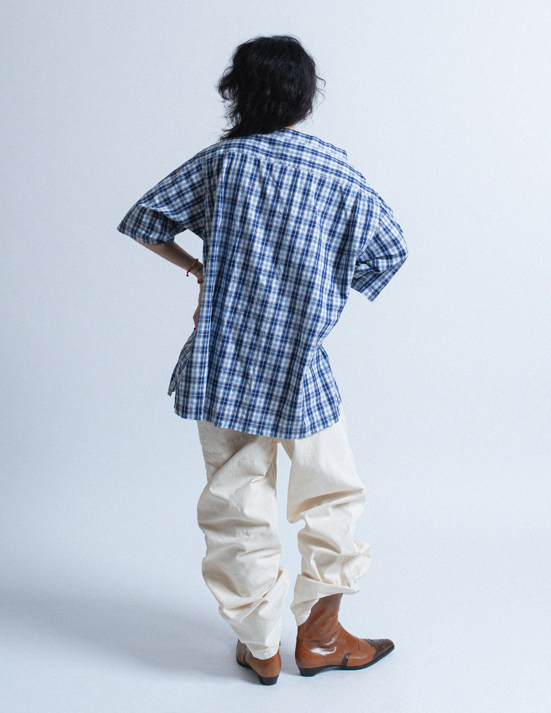 Comme des Garçons blue plaid cotton top back view