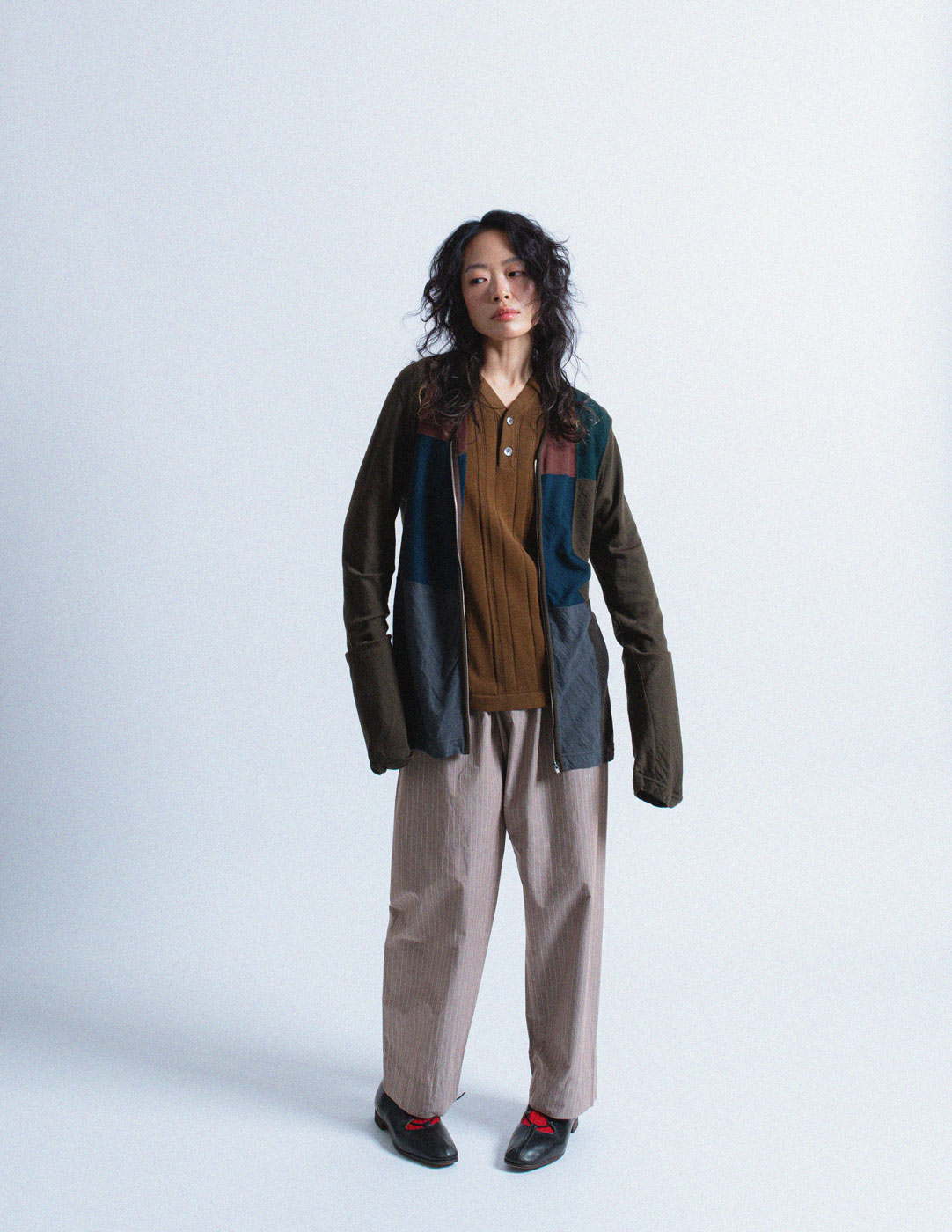 Comme des Garçons Homme vintage deep tonal block wool zip up jacket