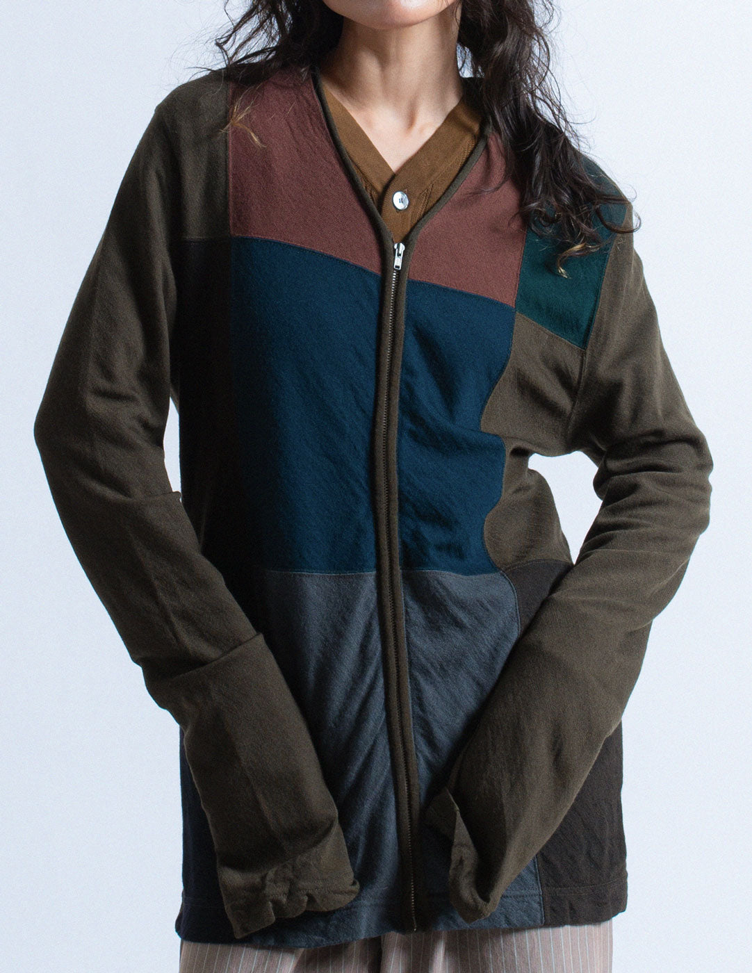 Comme des Garçons Homme vintage deep tonal block wool zip up jacket detail