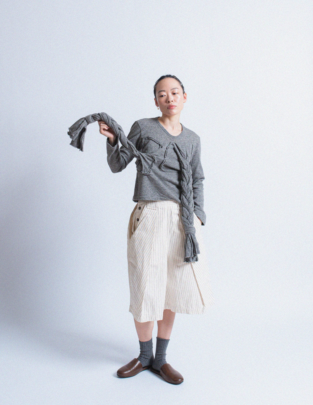 Comme des Garçons gray long sleeves with long braids