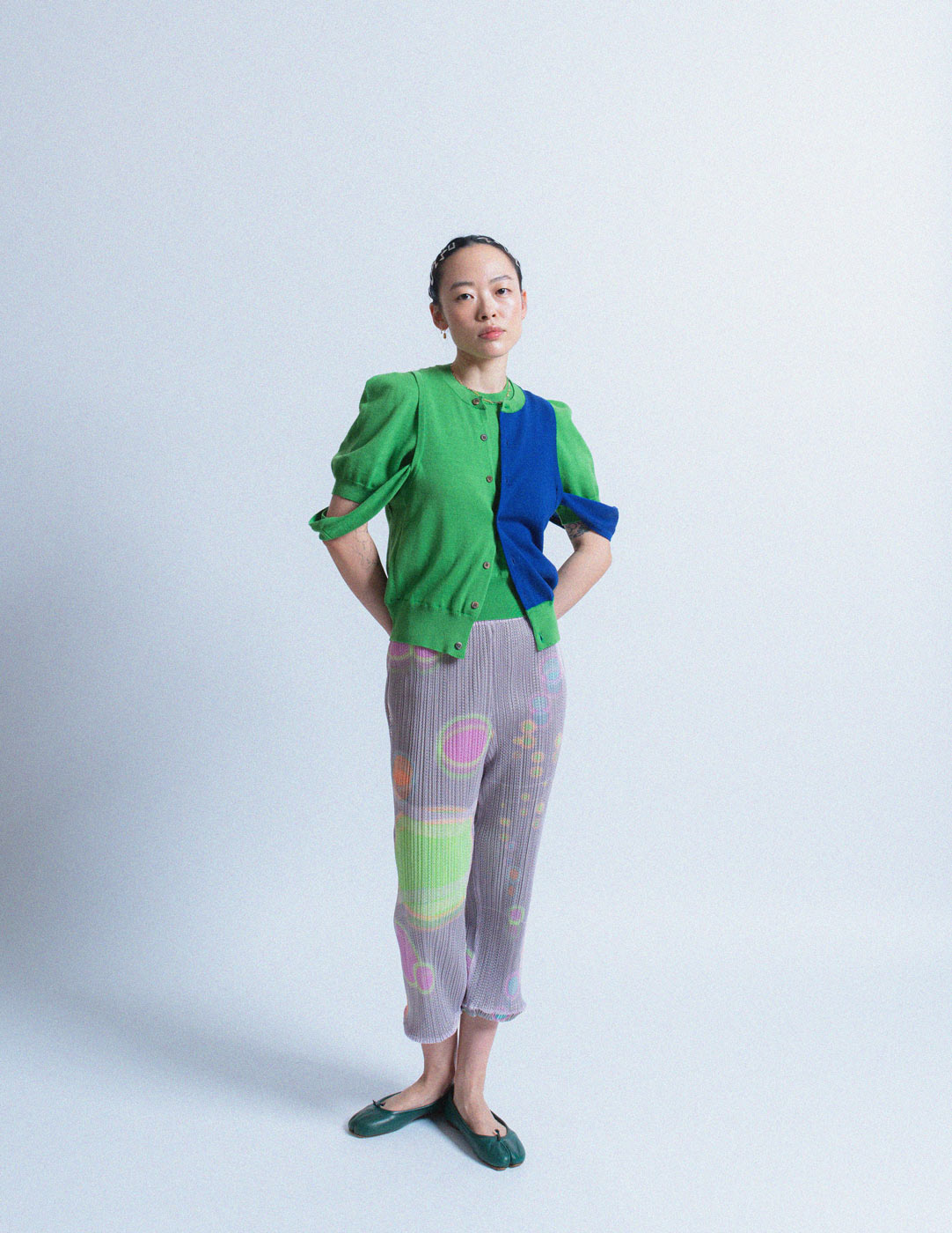 Comme des Garçons vintage green and blue knit set