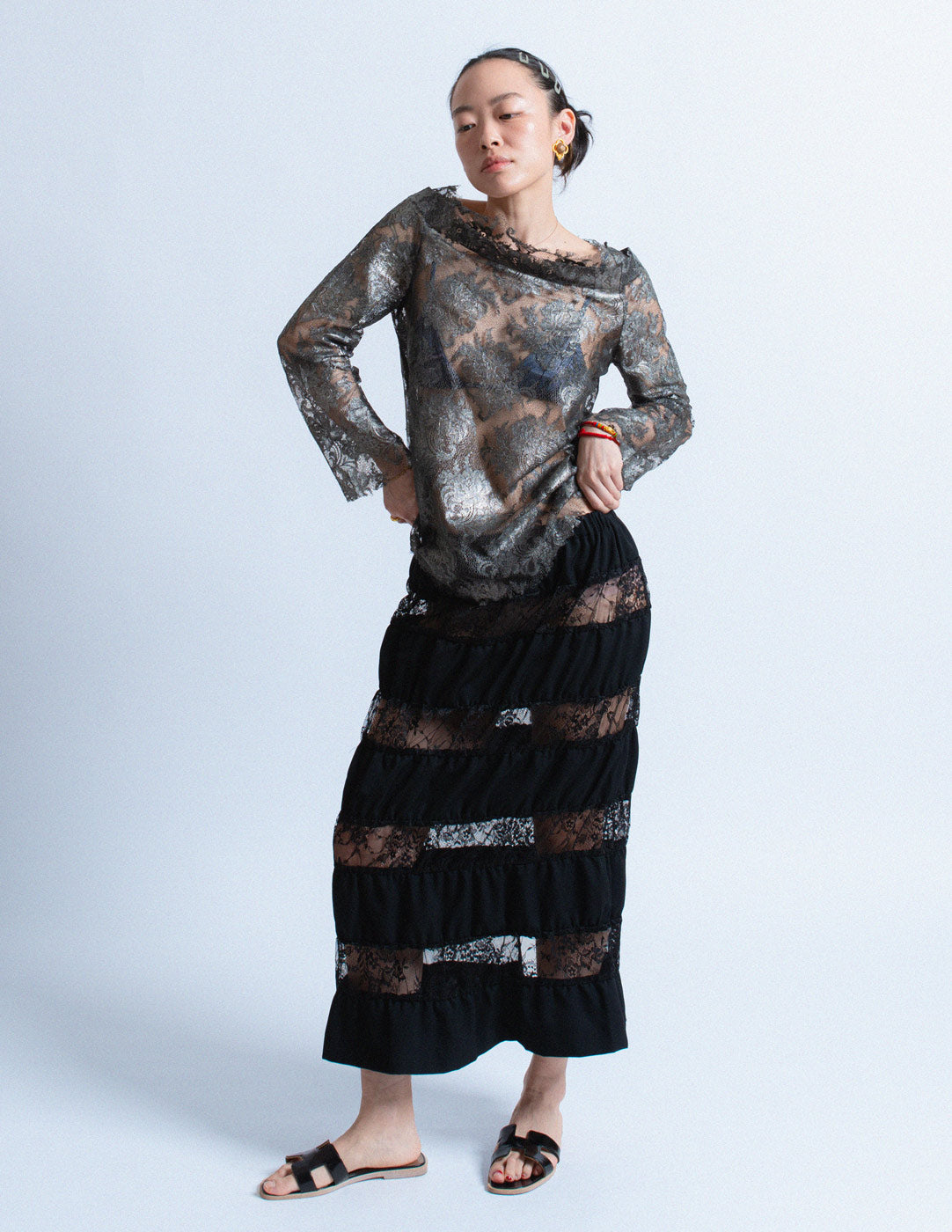 Comme des Garçons vintage metallic lace top