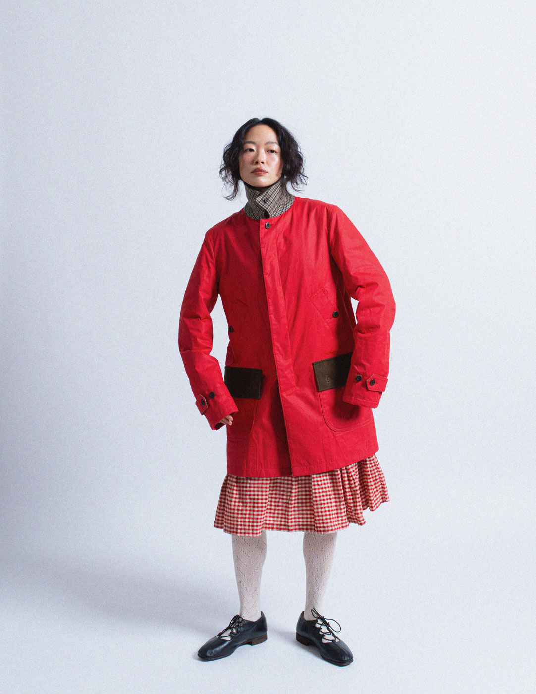 Comme des Garçons Homme red utility jacket with corduroy trim