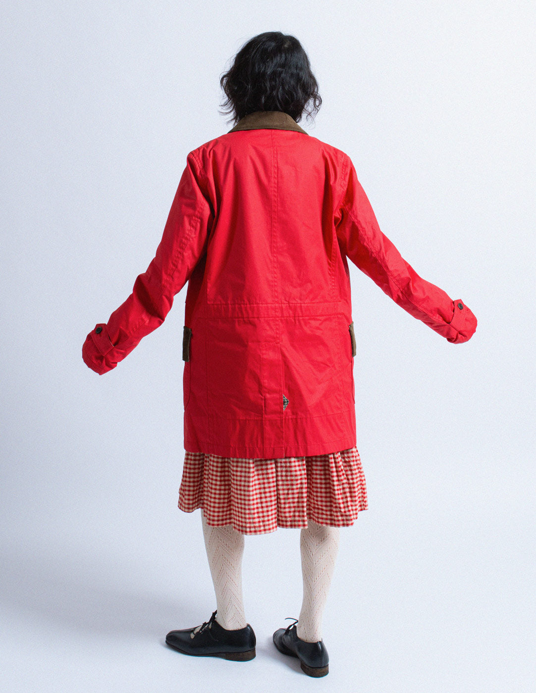 Comme des Garçons Homme red utility jacket with corduroy trim back view