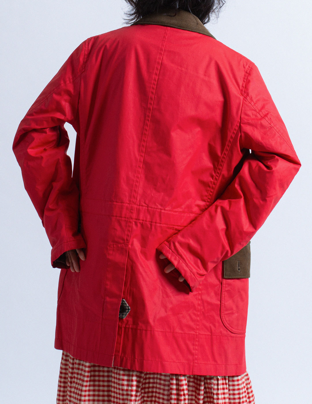 Comme des Garçons Homme red utility jacket with corduroy trim back detail
