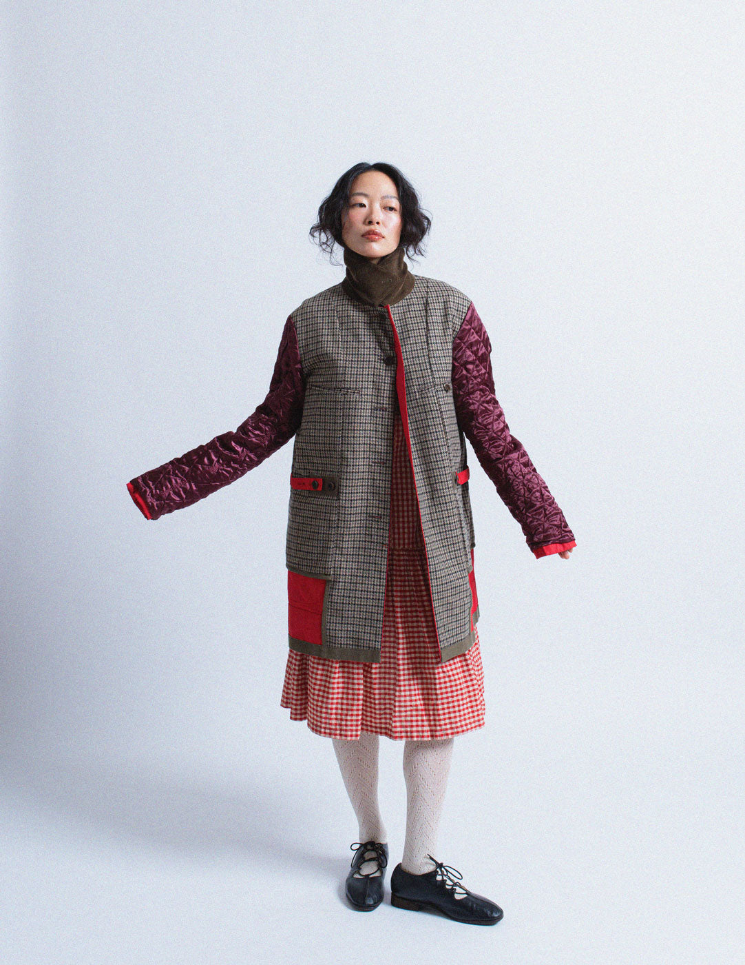 Comme des Garçons Homme red utility jacket with corduroy trim interior