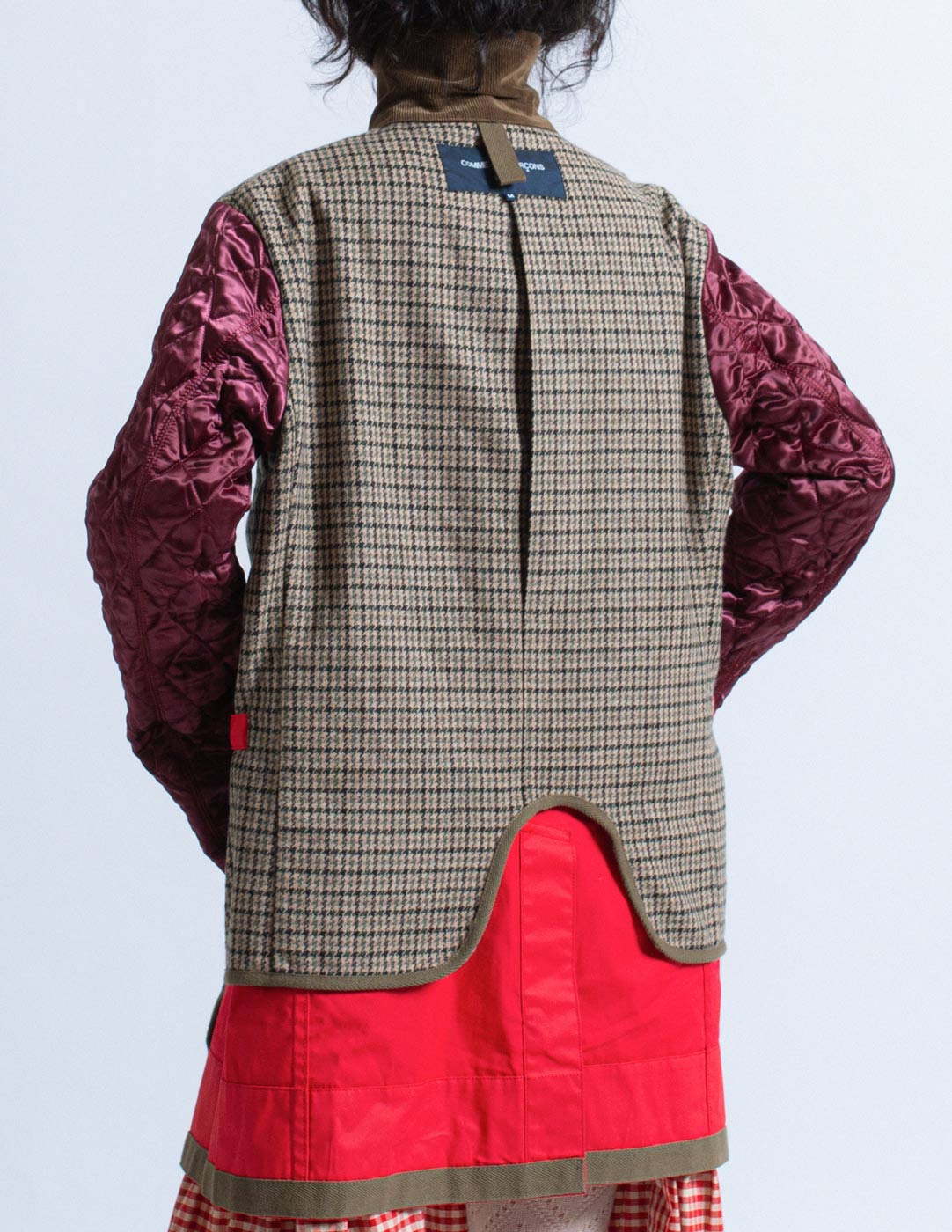 Comme des Garçons Homme red utility jacket with corduroy trim interior back detail
