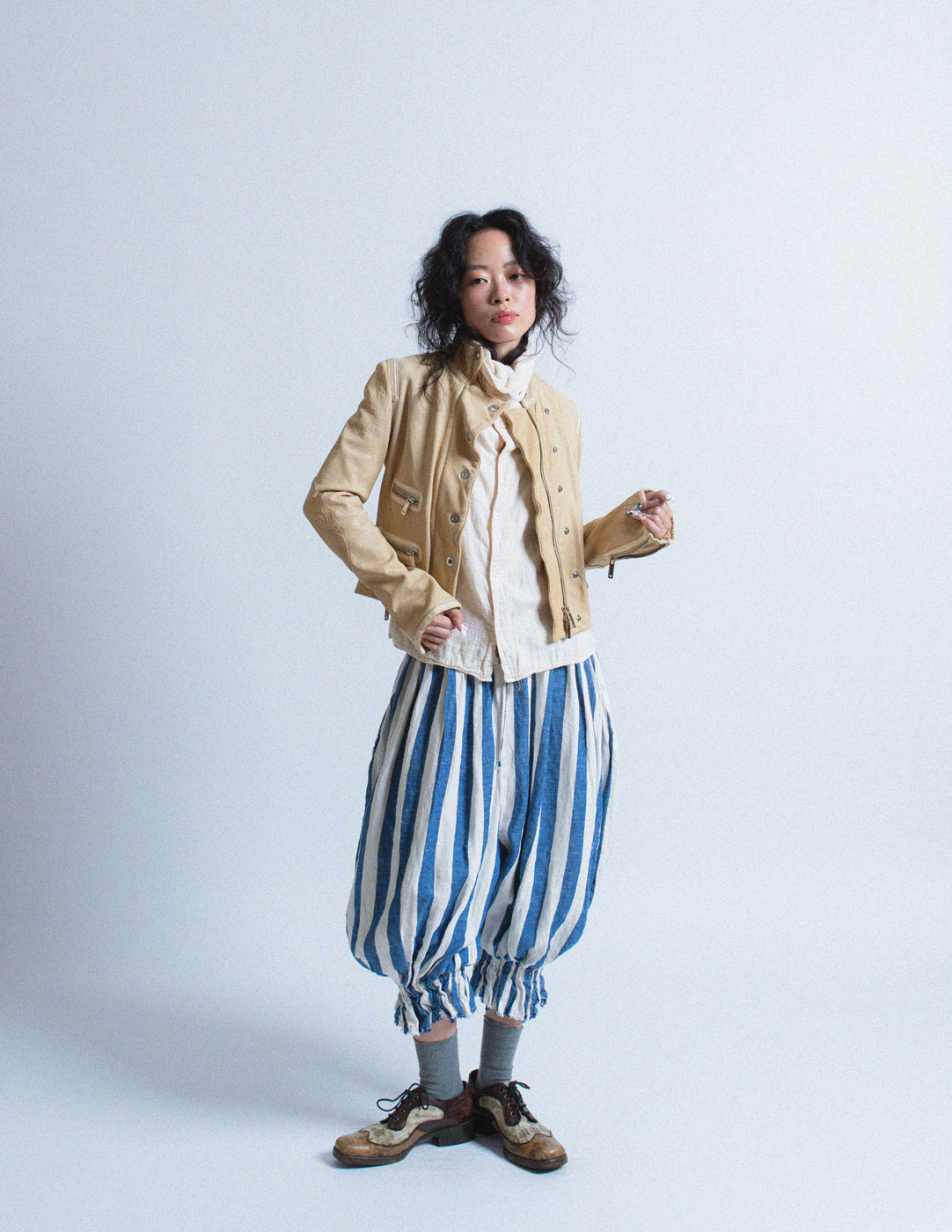 Kapital blue and white striped denim bloomers