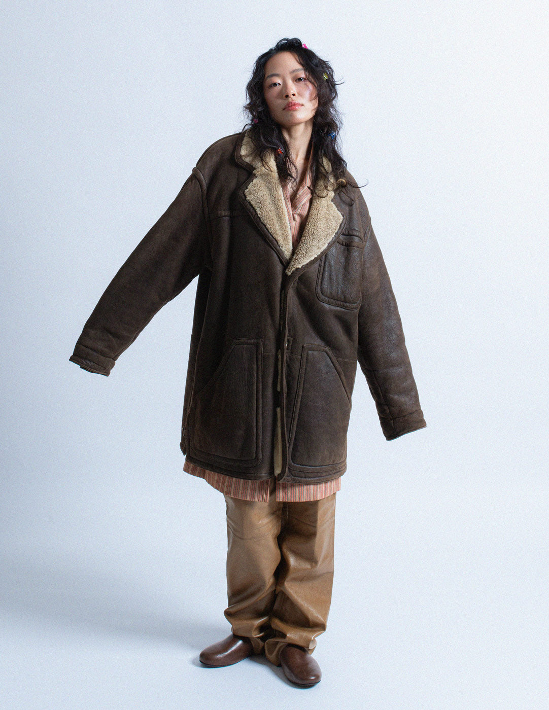 Gianfranco Ferré vintage brown shearling leather coat