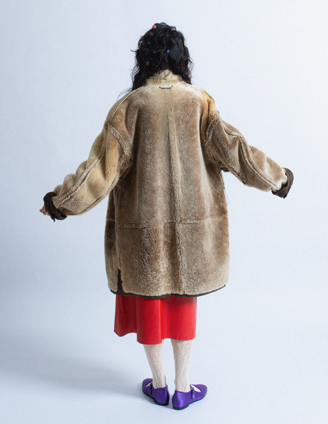 Gianfranco Ferré vintage brown shearling leather coat back detail