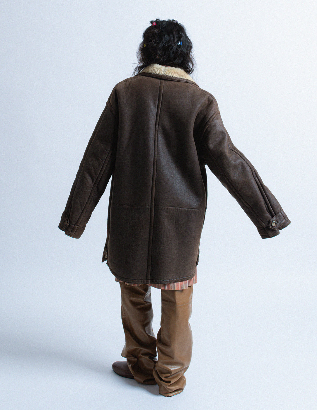 Gianfranco Ferré vintage brown shearling leather coat back view