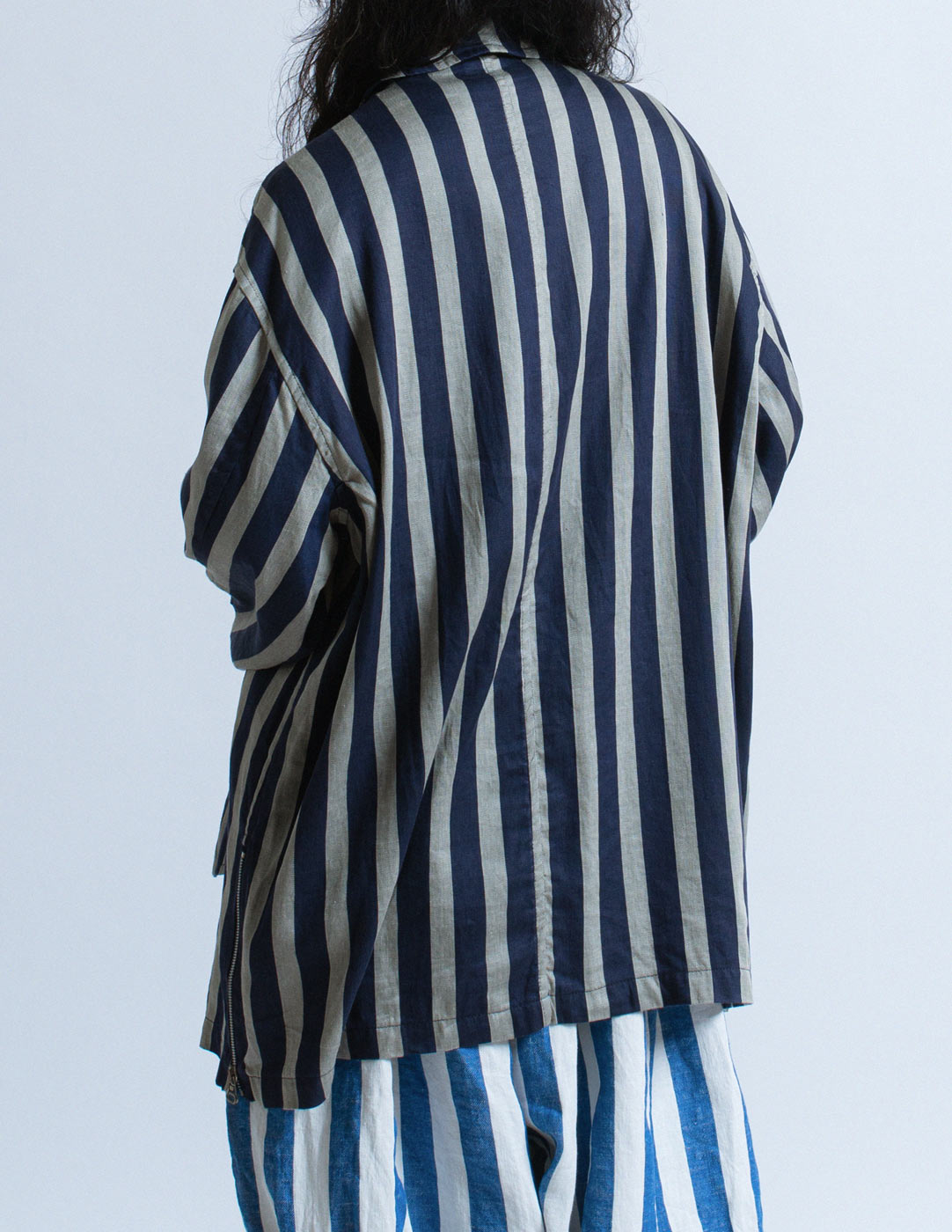 Gianfranco Ferré vintage striped reversible and detachable multi-way jacket back detail