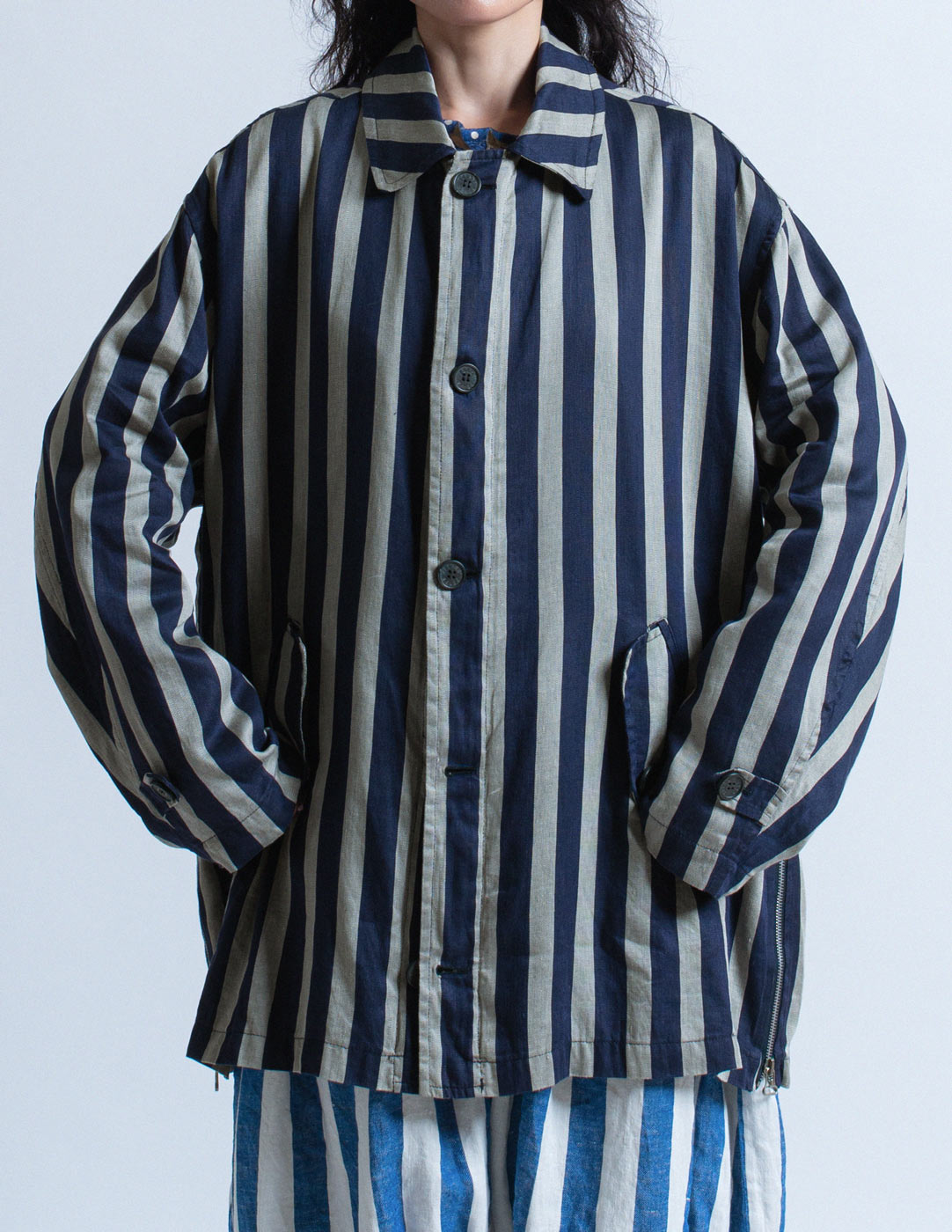 Gianfranco Ferré vintage striped reversible and detachable multi-way jacket detail