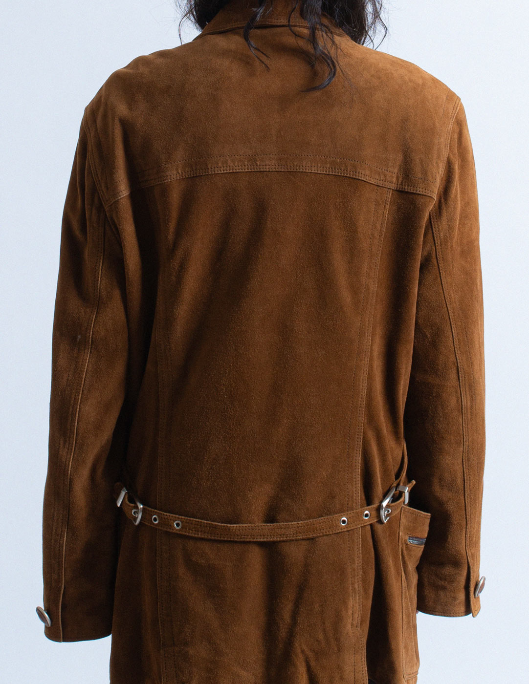 Gianni Versace vintage gingerbread brown suede jacket back detail