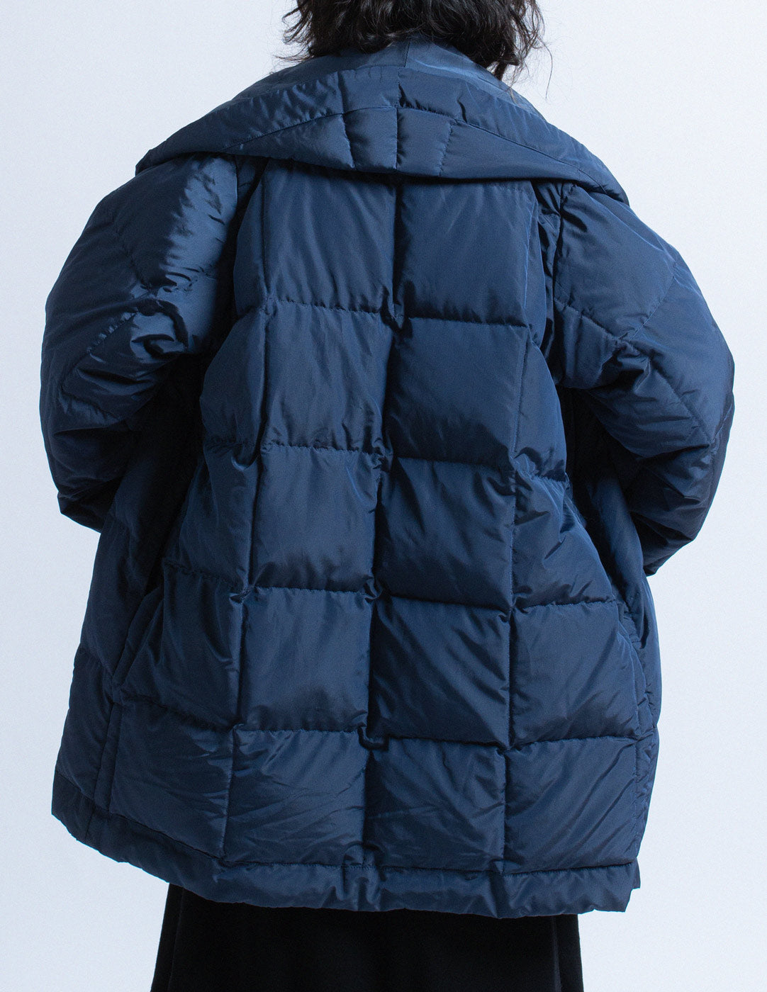 Romeo Gigli vintage navy quilt puffer with belt back detail