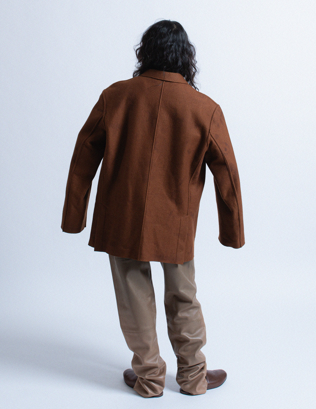 Romeo Gigli vintage brown brushed wool blazer back view