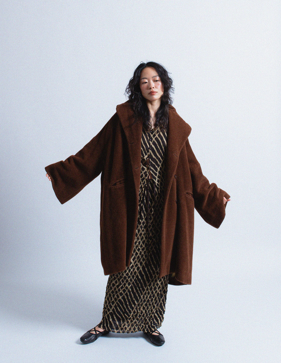 Issey Miyake vintage reversible geometric pattern crinkled skirt set