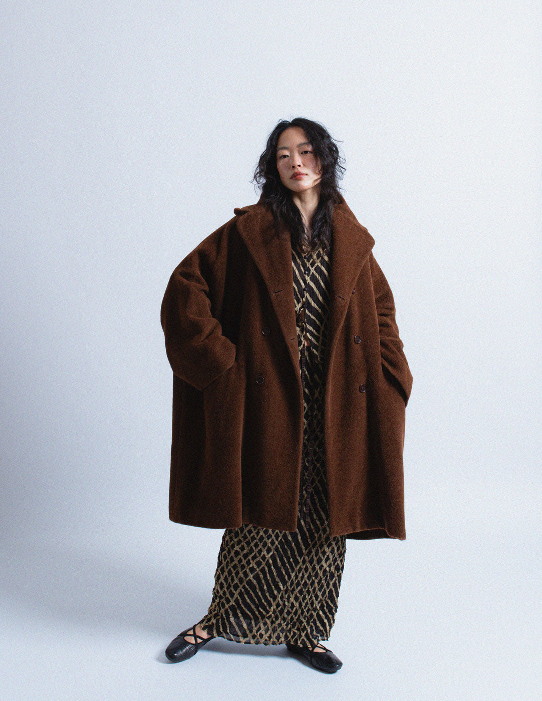 Romeo Gigli vintage brown alpaca cocoon coat