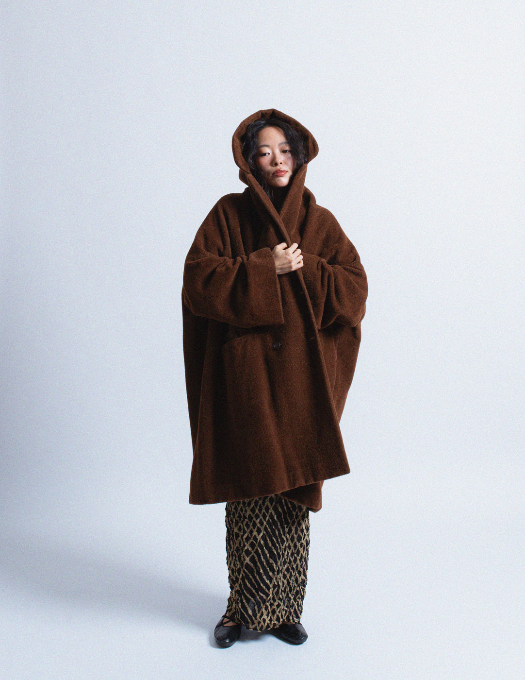 Romeo Gigli vintage brown alpaca cocoon coat