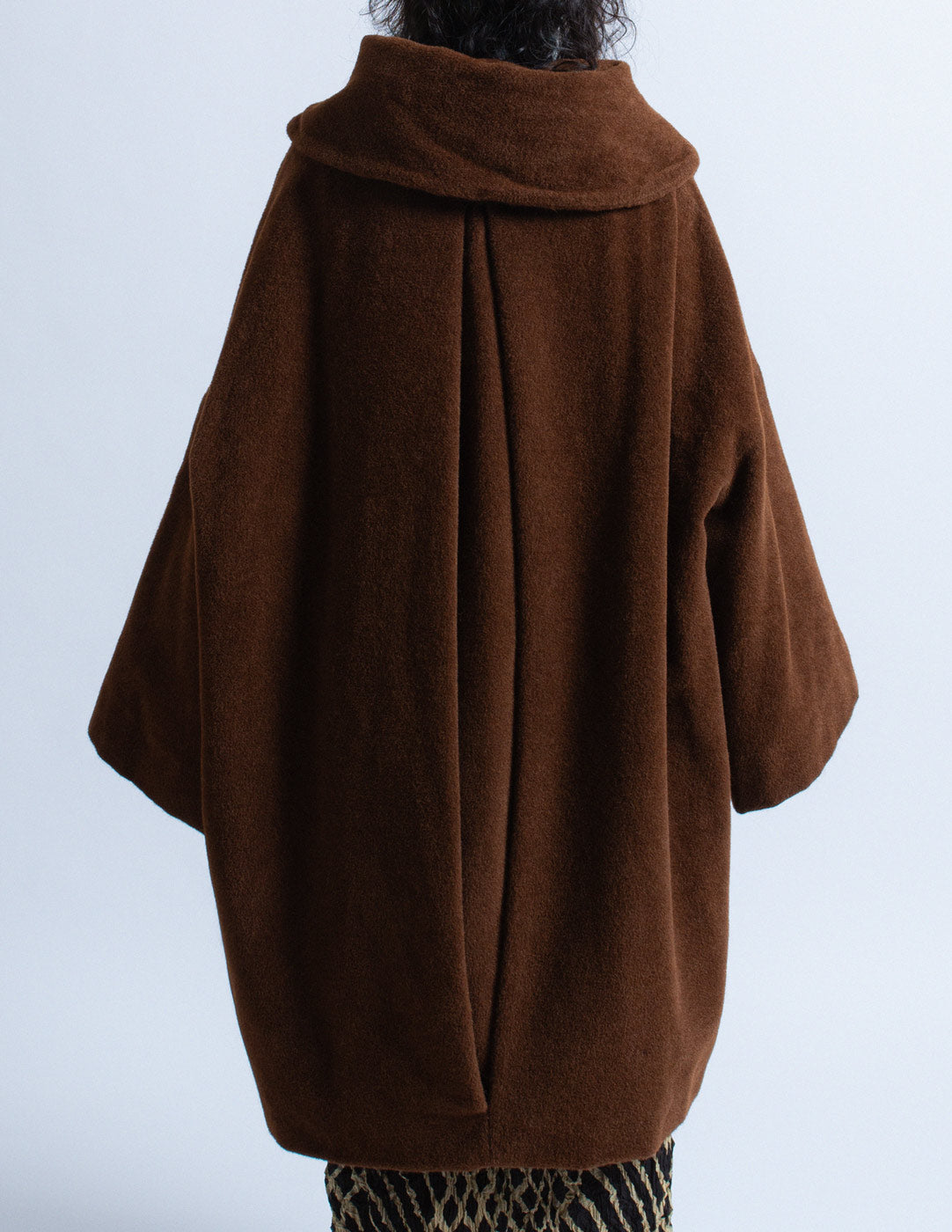 Romeo Gigli vintage brown alpaca cocoon coat back detail