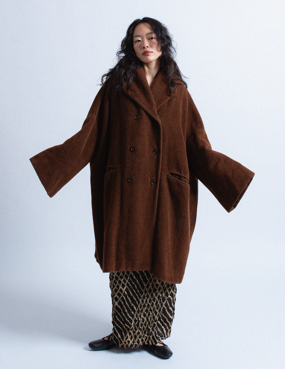 Romeo Gigli vintage brown alpaca cocoon coat