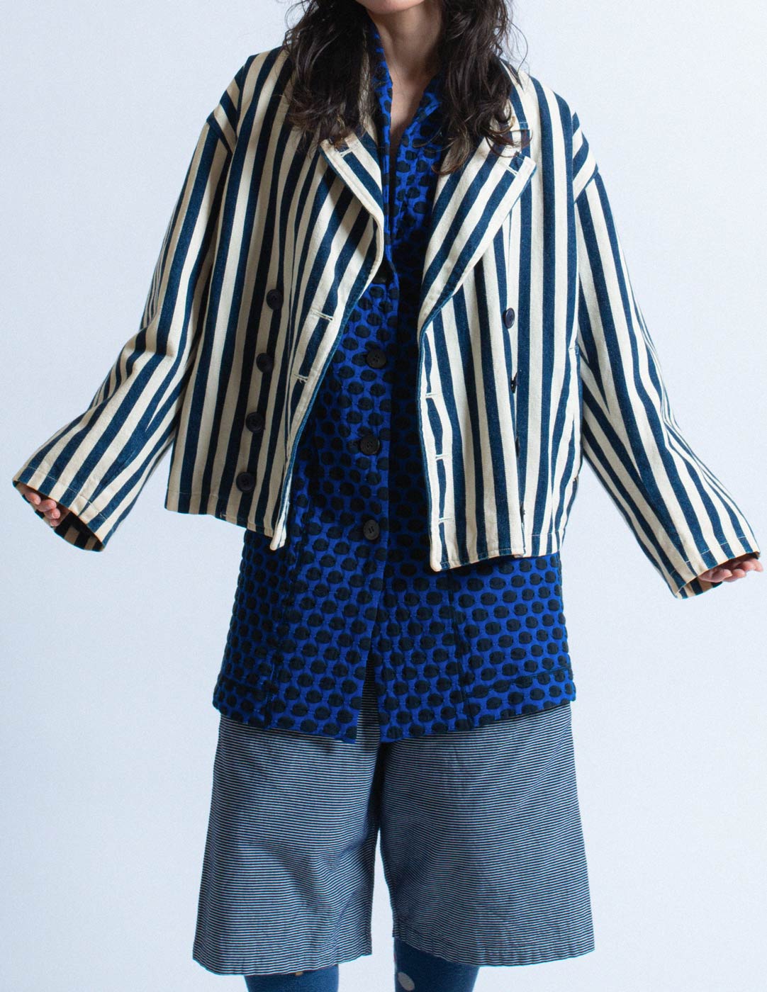 Issey Miyake vintage striped quilted cotton jacket detail