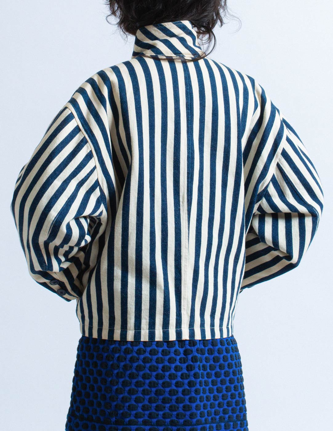 Issey Miyake vintage striped quilted cotton jacket back detail
