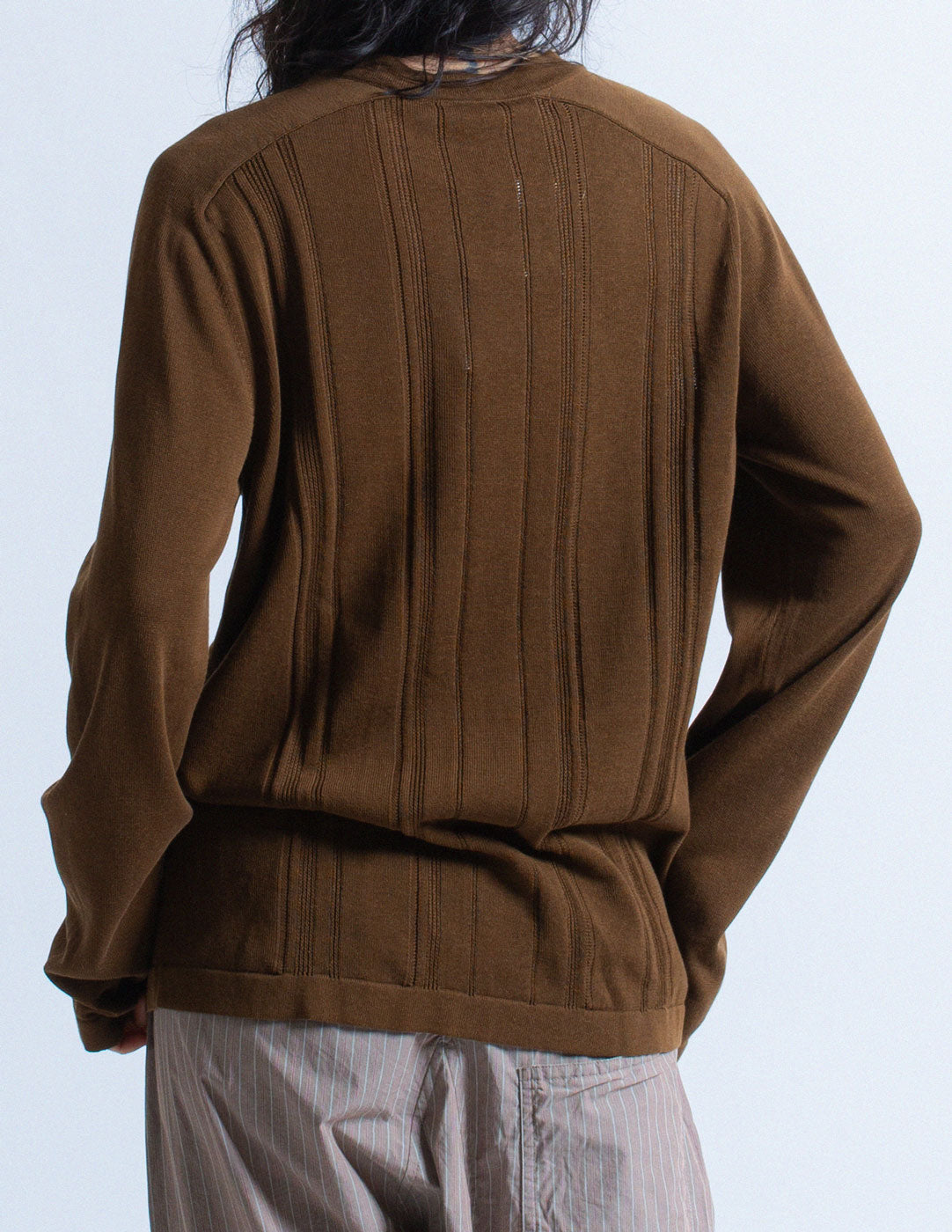 Hermès brown cotton knit pullover back detail