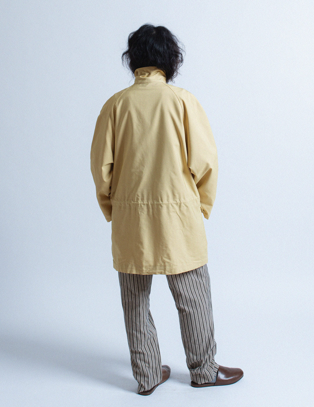 Hermès vintage pastel yellow silk blend trench back view