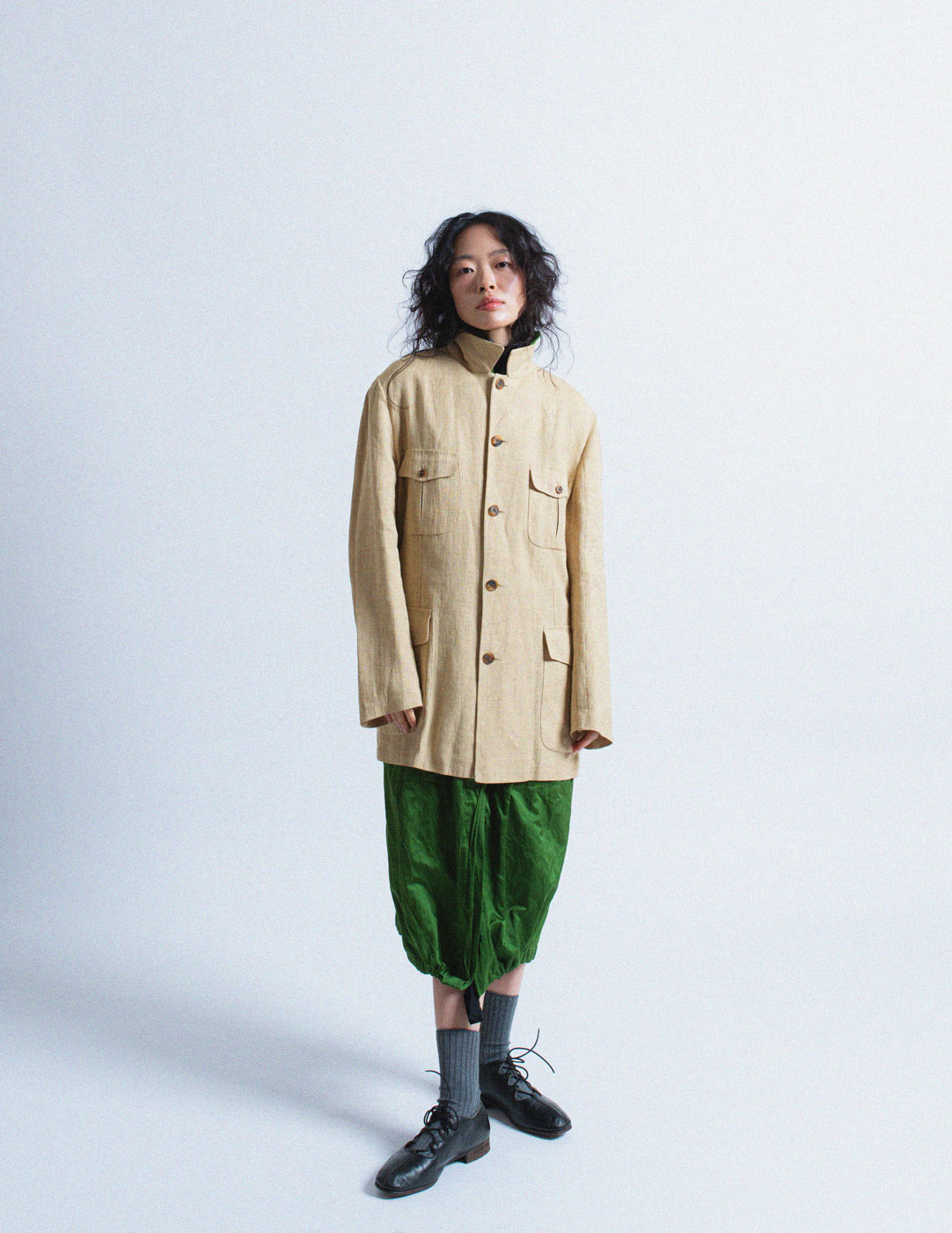 Hermès vintage sand linen buttoned blazer