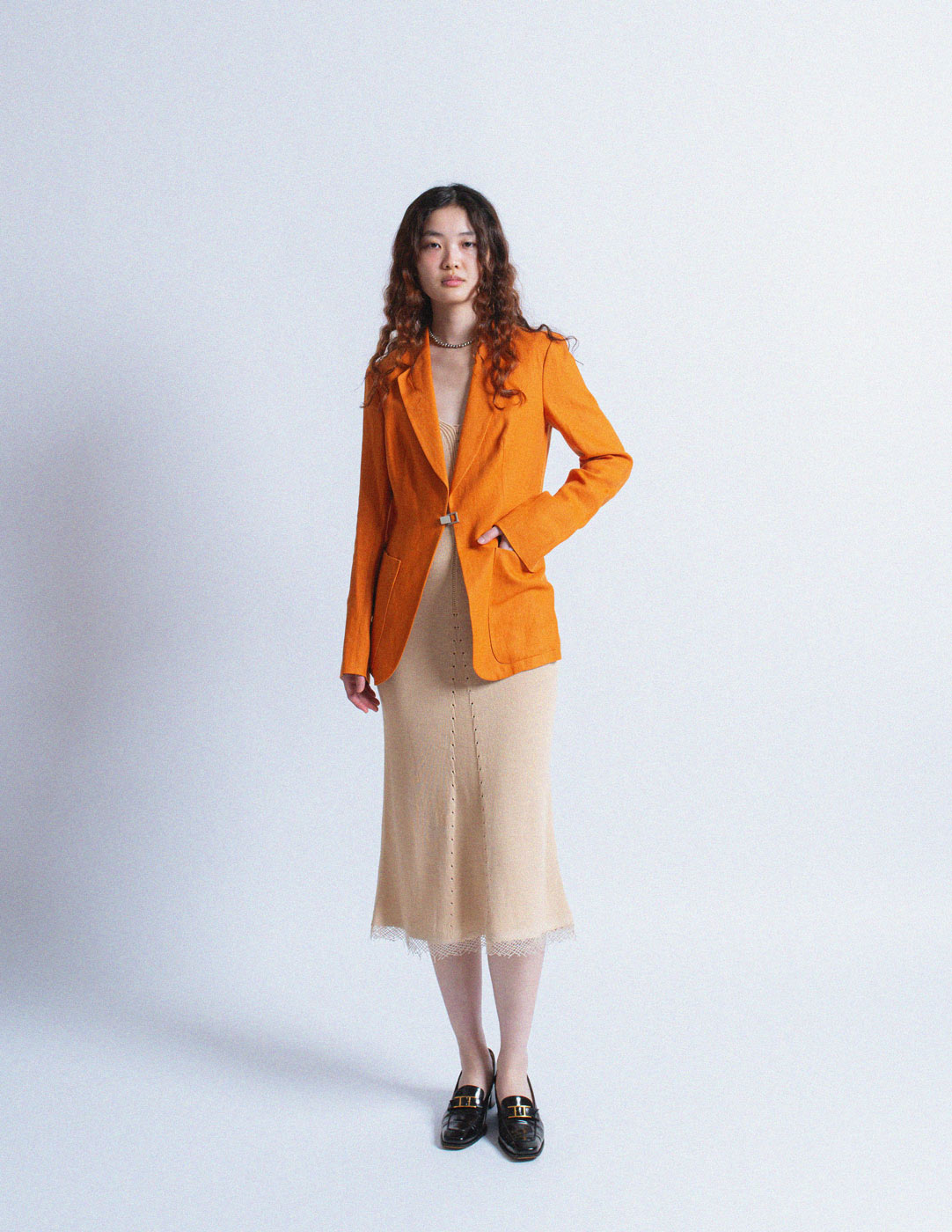 Hermès vintage orange linen blazer