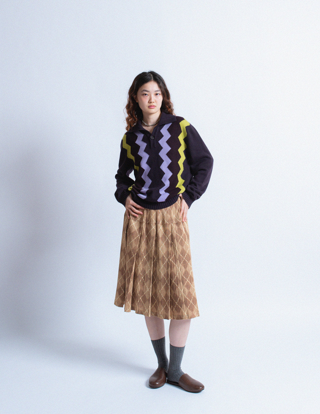 Hermès vintage zigzag purple cashmere pullover