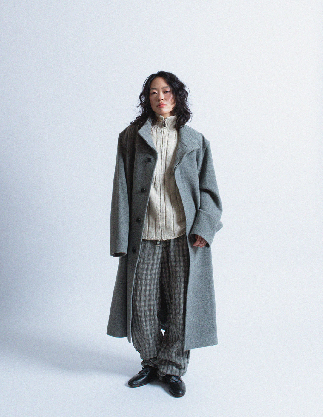 Issey Miyake Men gray wool long coat