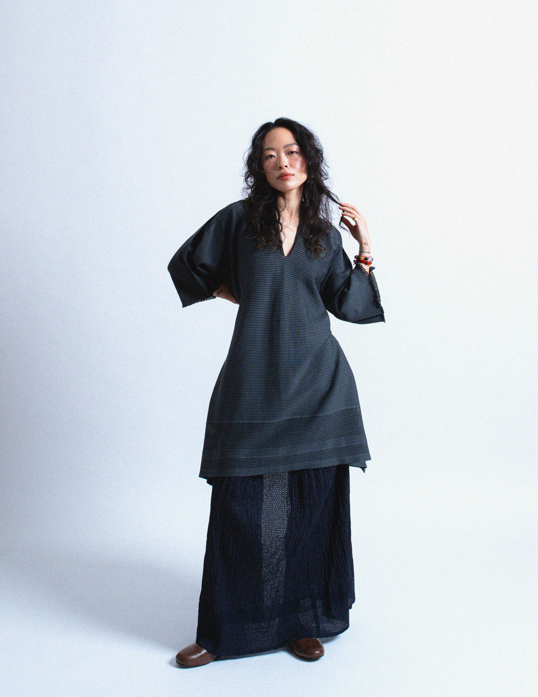 Issey Miyake striped transformable kaftan dress