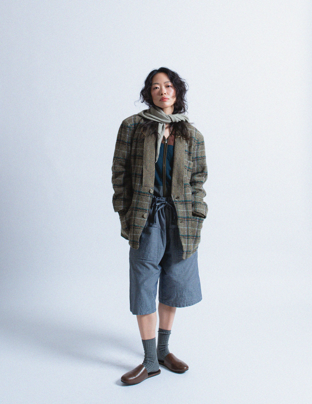 Issey Miyake Men vintage plaid knit blazer