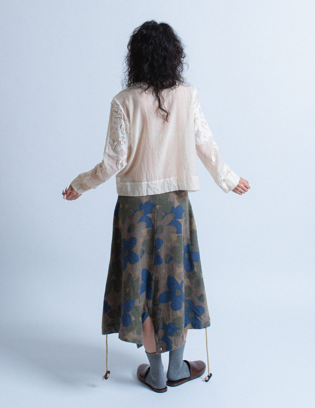 Issey Miyake off white sheer cotton blend cardigan back view
